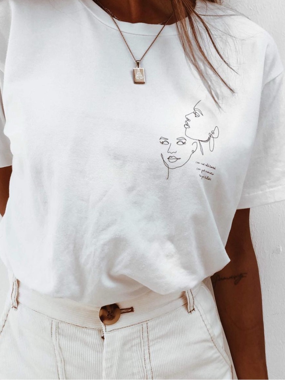 Dailystory clothing Line Art White Women's Tee